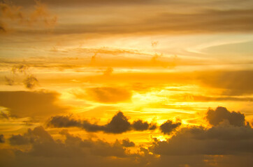 Fototapeta na wymiar Beautiful sunset at beau vallon beach, Mahe, Seychelles 