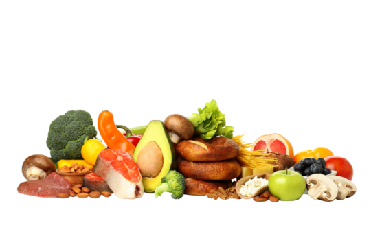 PNG, Different grocery isolated on white background