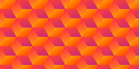 Abstract background with geomatics triangles. pink and red geomatics cube patter polygon background.