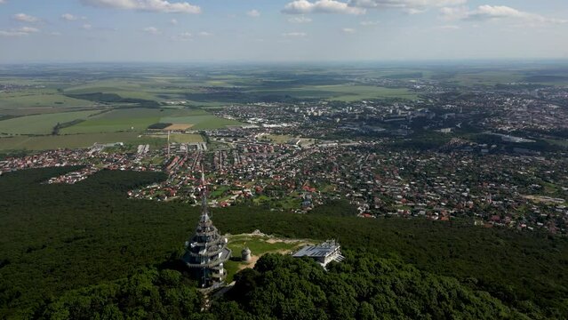 Landscape view of Nitra, city at the foot of Zobor Mountain in Slovakia, 4k