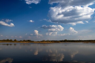 Beautiful lake and cloud reflection