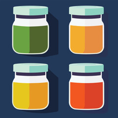 Vector set of glass food storage. Reusable food containers