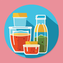 Vector set of glass food storage. Reusable food containers