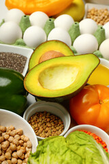 Concept of grocery, composition with different food