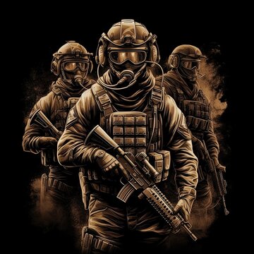 spetsnaz illustration for a print on clothes. Generative AI
