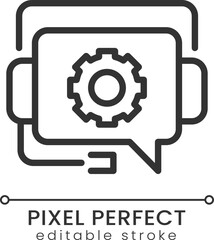 Tech support pixel perfect linear icon. Information service for customers. Call center. Thin line illustration. Contour symbol. Vector outline drawing. Editable stroke. Poppins font used