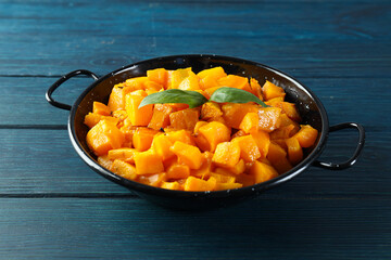 Concept of tasty homemade dish - baked pumpkin
