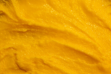 Fruit yogurt ice cream. Smoothies from fresh fruits and berries. Ice cream texture. Delicious sweet dessert close-up as a background.