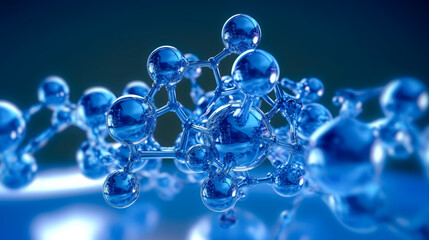 Water molecules, molecule structure, in the style of macro lens, futuristic organic. Generative Ai