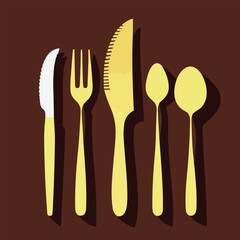 Vector set of bamboo cutlery set. Zero waste lifestyle