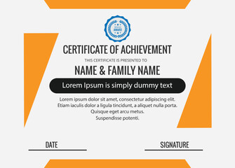Fototapeta premium It’s a modern certificate template. Size–11.69×8.27+(bleed area 0.125 inch) * Professional and clean. * Easily Customizable and Editable. * CMYK color mode and free font used.