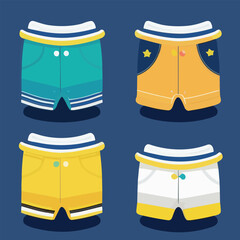 Vector set of cloth baby diapers. Eco friendly diapers