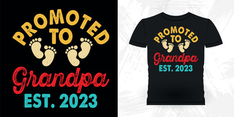 Promote To Daddy Grandpa Funny Dad Grandpa Retro Vintage Father's Day T-shirt Design