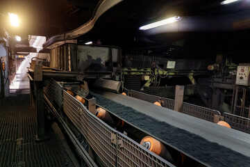 Industrial production line of Iron ore pellets in metallurgical factory