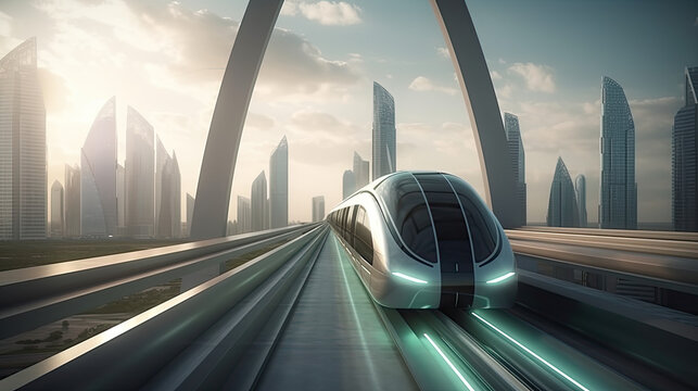 Futuristic Hyperloop Train in Motion