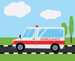flat design ambulance car vector