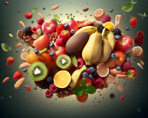Fototapeta na wymiar Artistic illustration of a berry and fruit banner