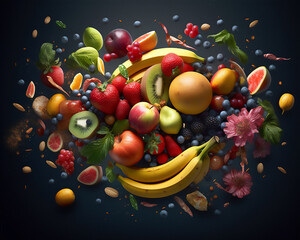Obraz na płótnie Canvas Artistic illustration of a berry and fruit banner