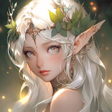 こちらを振り返る神秘的なエルフの少女 | Generative AI
