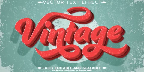 Rolgordijnen Retro, vintage text effect, editable 70s and 80s text style © QuillArtistry