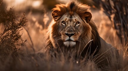 Portrait of a Lion in the Savanna