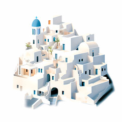 Illustration of a beautiful view of a greek village, Greece