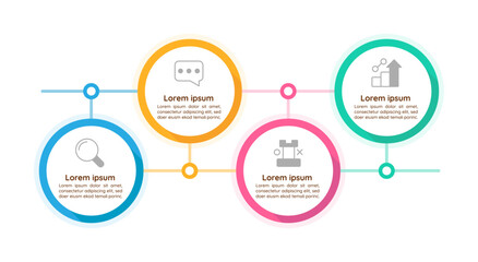 Business analytics infographic chart design template. Editable infochart with icons. Instructional graphics with 4 step sequence. Visual data presentation. Quicksand Bold, Medium fonts used