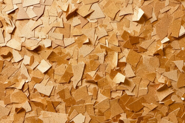 Dirty and old Brown paper texture, in the style of texture rich, recycled, scattered pieces of brown paper. Generative Ai
