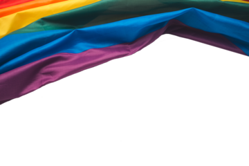 Part of the rainbow flag or LGBTQ flag is on a transparent background. Pride month