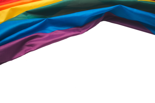 Part of the rainbow flag or LGBTQ flag is on a transparent background. Pride month