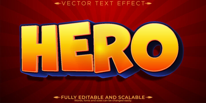 Superhero text effect, editable cartoon and comic text style