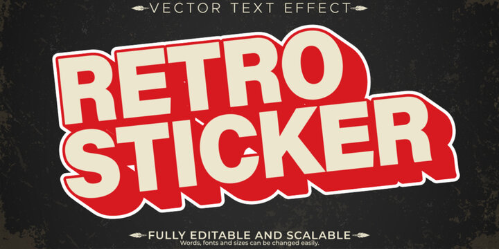 Retro sticker  text effect, editable 70s and 80s text style