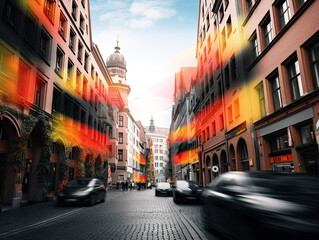 Fototapeta premium German City Life and Flag