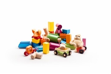 Naklejka premium Children Toys Isolated on White Background Created with Generative AI