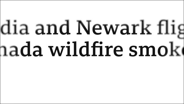 Fast-paced electronic media headlines about wildfires. Breaking news about an environmental disaster. Smoke and economic damage