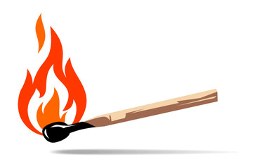 Burning match icon. Vector on transparent background