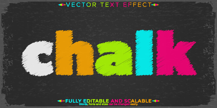 Chalk rainbow text effect, editable blackboard and school text style