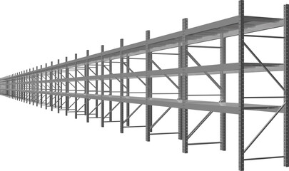 empty high rack warehouse 3 meter aluminum shelf hq arch viz cutout