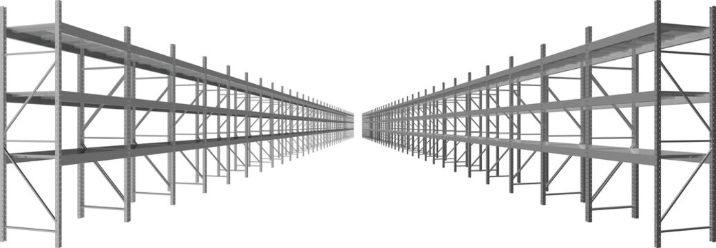 empty high rack warehouse 3 meter aluminum shelf hq arch viz cutout