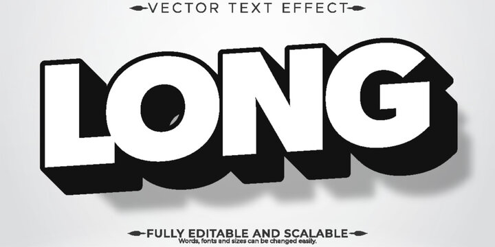 Long shadow bold text effect, editable shade and vintage text style