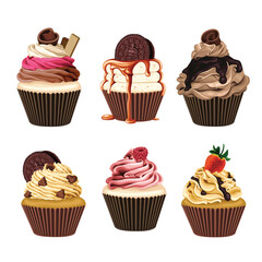 Cup Cake Sweet Dessert Food Vector Illustration