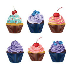 Cup Cake Sweet Dessert Food Vector Illustration