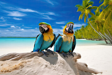 Colorful Cockatoos Basking in the Warmth of a Tropical Paradise