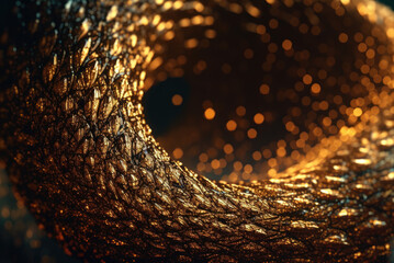 Colorful Swirling radial vortex background golden particles and sparkles created with Generative AI technology