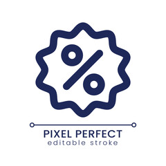 Discount pixel perfect linear ui icon. Special offer for customers. Price deduction. GUI, UX design. Outline isolated user interface element for app and web. Editable stroke. Poppins font used