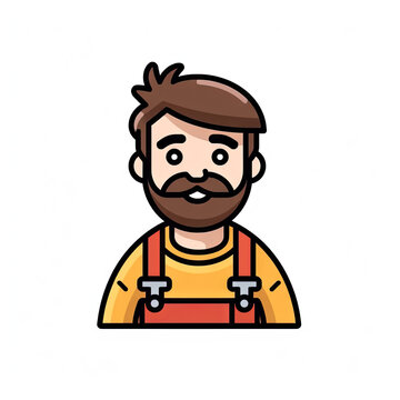 Young Carpenter: Modern Line Art Avatar , Minimalist Avatar (Generative AI)