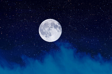 Obraz na płótnie Canvas 星空と満月