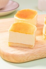 Medium Baked Cheesecake,Semi-cooked cheese,indoor photography close-up