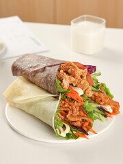 shredded pancake or Hand pancake of taiwan food(Hand cake),Nutritious breakfast,Chinese food,traditional street food