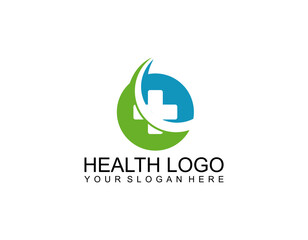Blue Cross Sign, Medical Logo Health Icon isolated on White Background. Flat Vector Logo Design Template Element